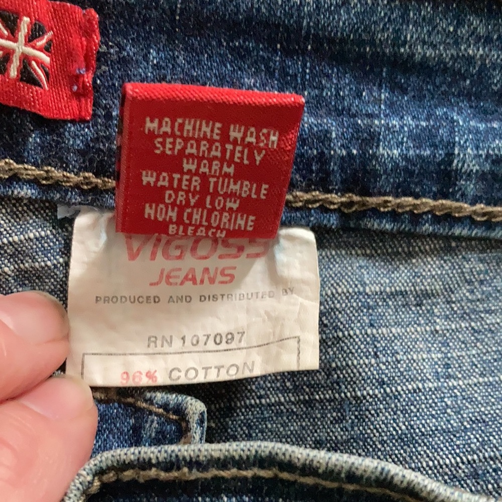 Y2K RARE Vintage pieced diagonally sewn jeans with stretch fits like size 4 - 6 - Picture 4 of 7
